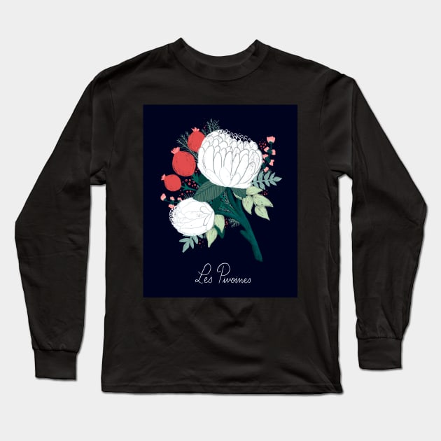 Peonies Long Sleeve T-Shirt by VictoriaBlackDesigns